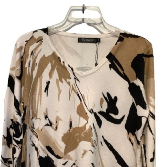 ORANGE FASHION VILLAGE OVERSIZED V NECK LONG SLEEVE SWEATER SIZE S M - Picture 2 of 7